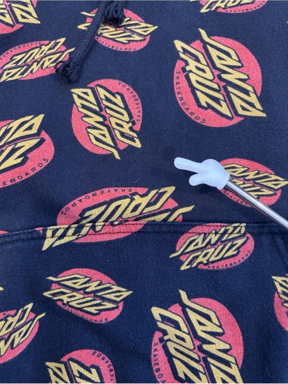 Santa Cruz Hoodie All Over Print AOP Sweater Size Small Skateboarding Black Y2K - Picture 8 of 8
